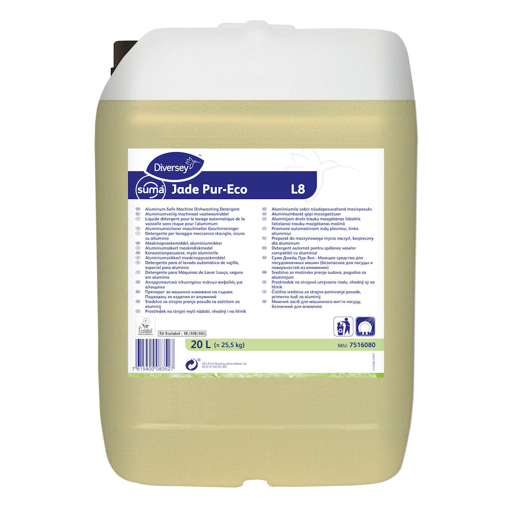 Suma Jade Pur-Eco L8 20L - Umweltfreundlicher, maschineller Geschirrreiniger für alle Wasserhärten, aluminiumsicher