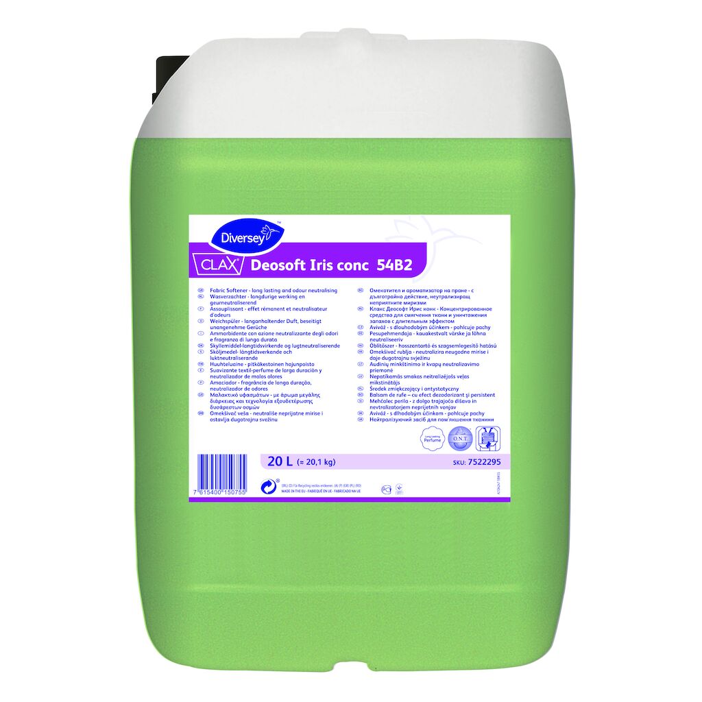 Clax Deosoft Iris conc 54B2 20L - Μαλακτικό υφασμάτων - άρωμα μακράς διάρκειας με τεχνολογία εξουδετέρωσης οσμών