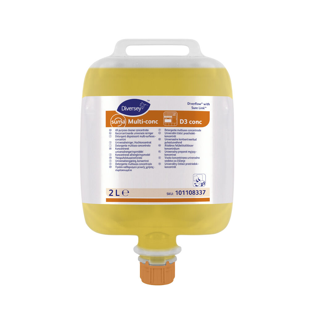 Suma Multi-conc D3 3x2L - Multipurpose cleaner and degreaser for catering areas, for use with Diverflow with Surelink™ system