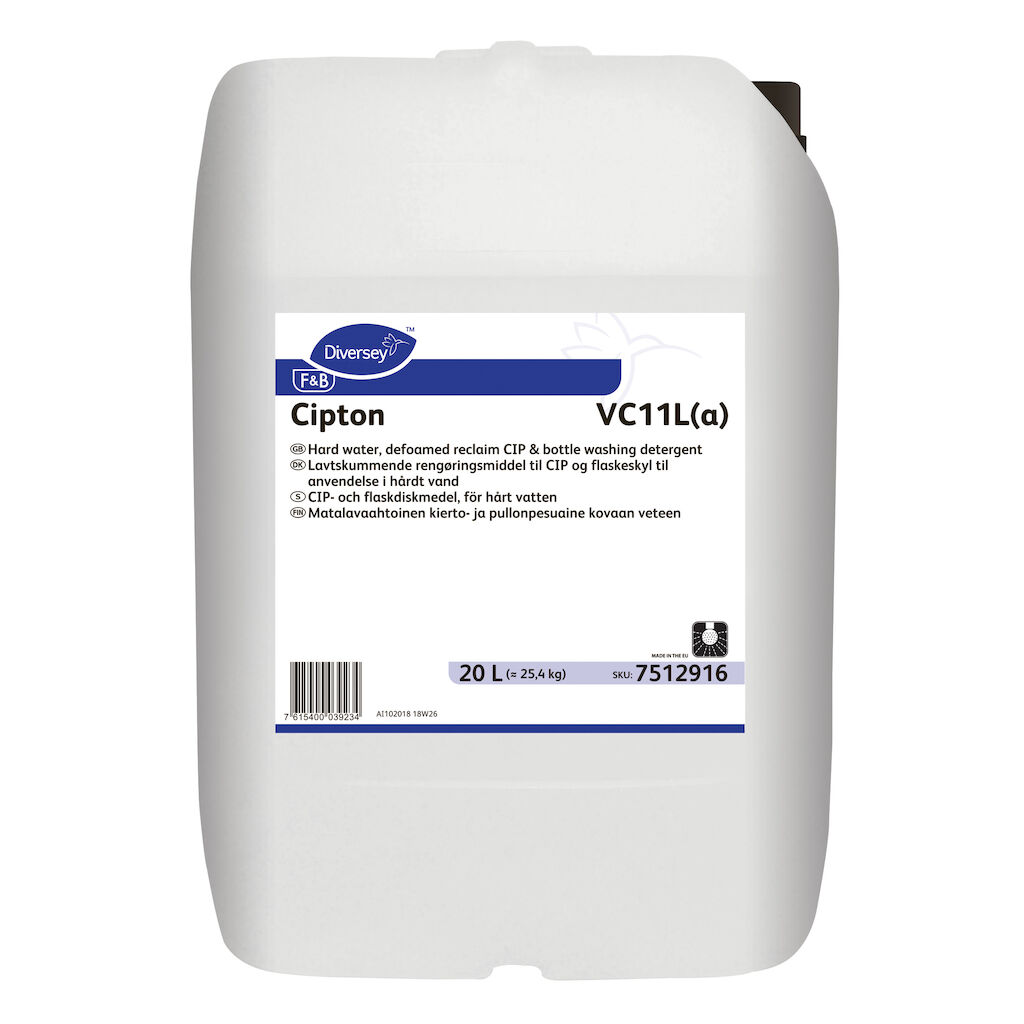 Cipton VC11L(a) 20L - Matalavaahtoinen kierto- ja pullonpesuaine kovaan veteen