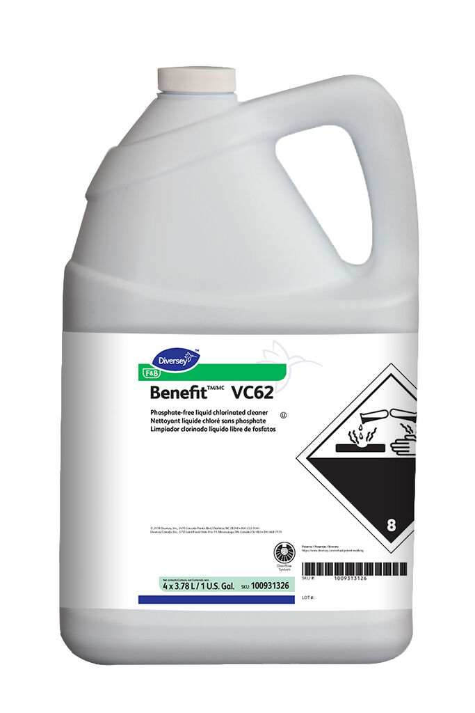 Benefit VC62, 1gal, 4/CT - Nettoyant liquide chloré sans phosphate