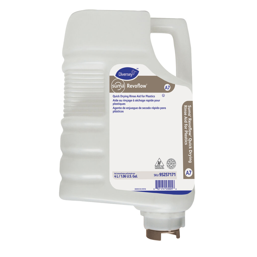 Suma® Revoflow® Quick Drying Rinse Aid A7 A7, 4L, 2/CT - Agent de rinçage à séchage rapide pour plastiques