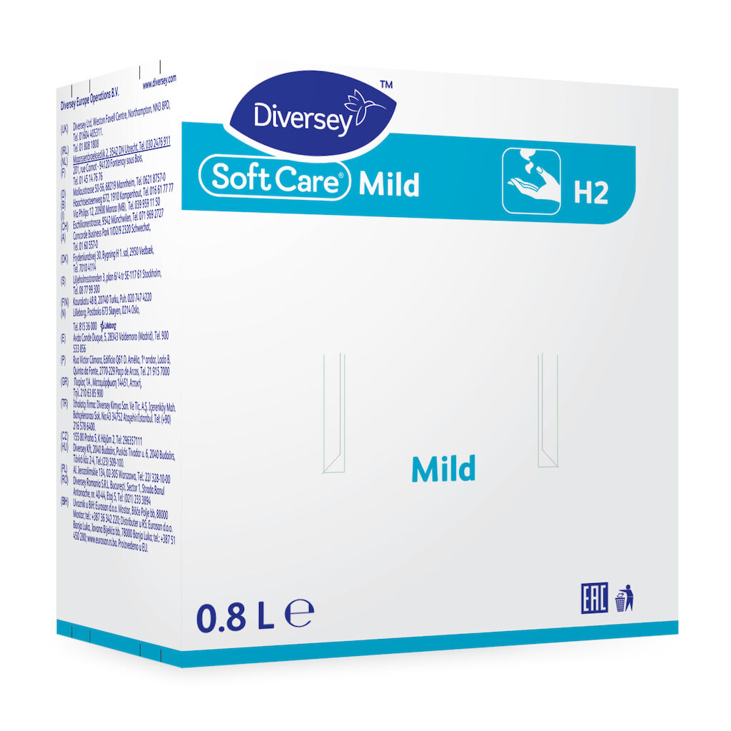 Soft Care Mild H2 6x0.8L - Crème nettoyante douce pour le lavage fréquent des mains