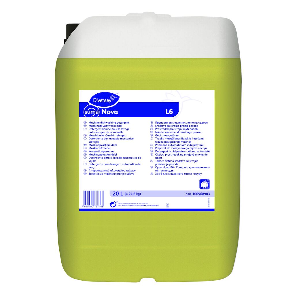 Suma Nova L6 20L - Détergent pour lave-vaisselle pour eau dure, sans phosphate, sans chlore actif ou NTA