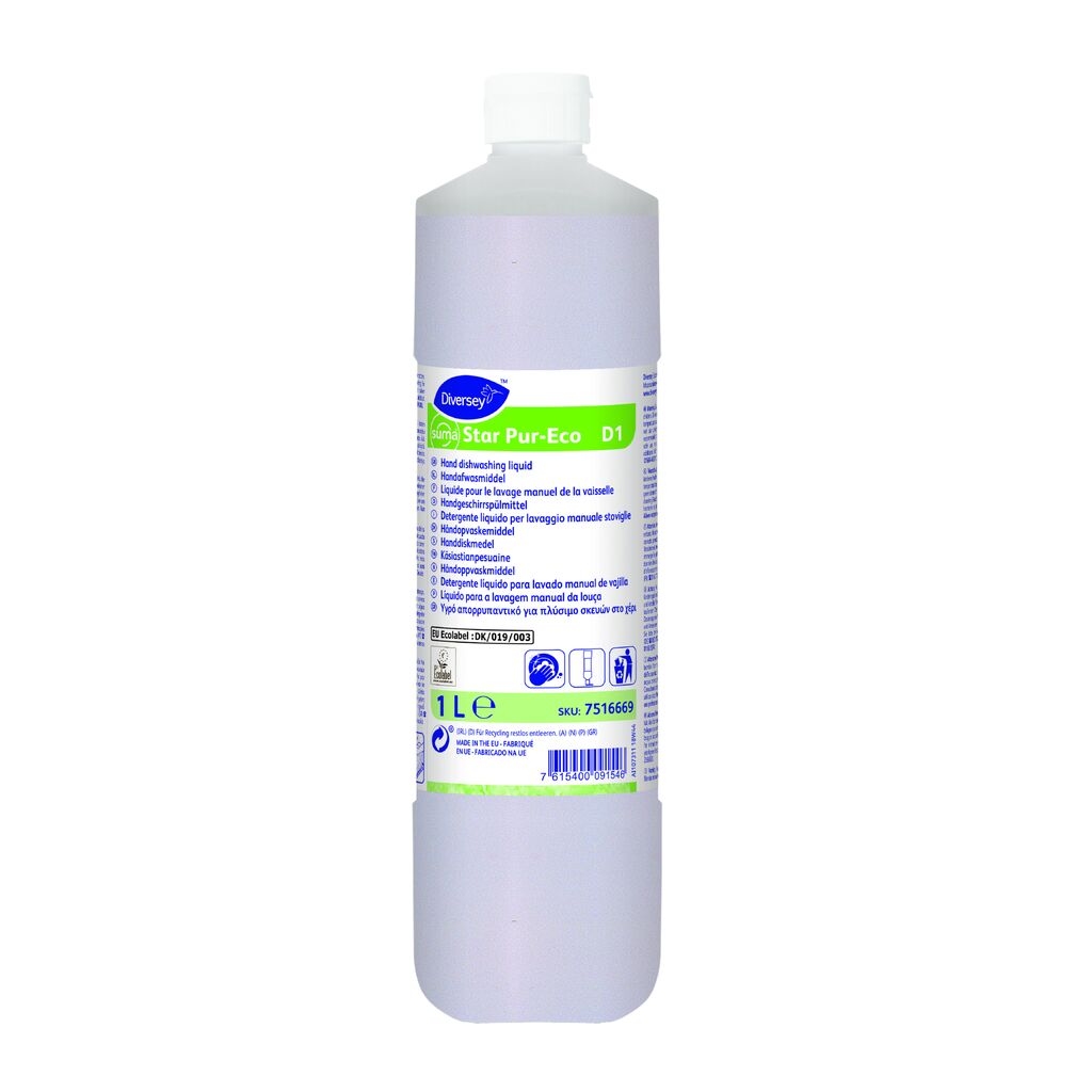 Suma Star Pur-Eco D1 6x1L - Liquide concentré écolabellisé pour le lavage manuel de la vaisselle