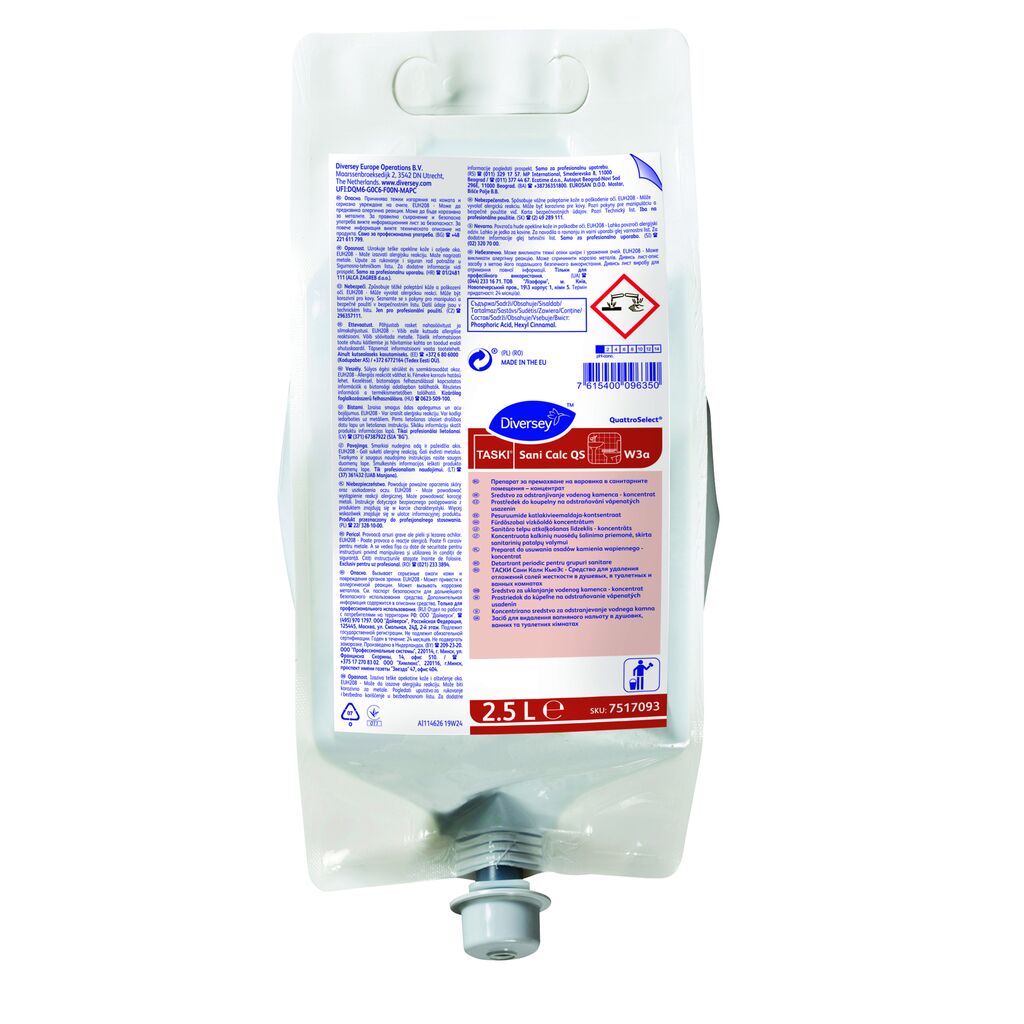 TASKI Sani Calc QS W3a 2x2.5L - Fürdőszobai vízkőeltávolító szer QuattroSelect® kiszerelésben