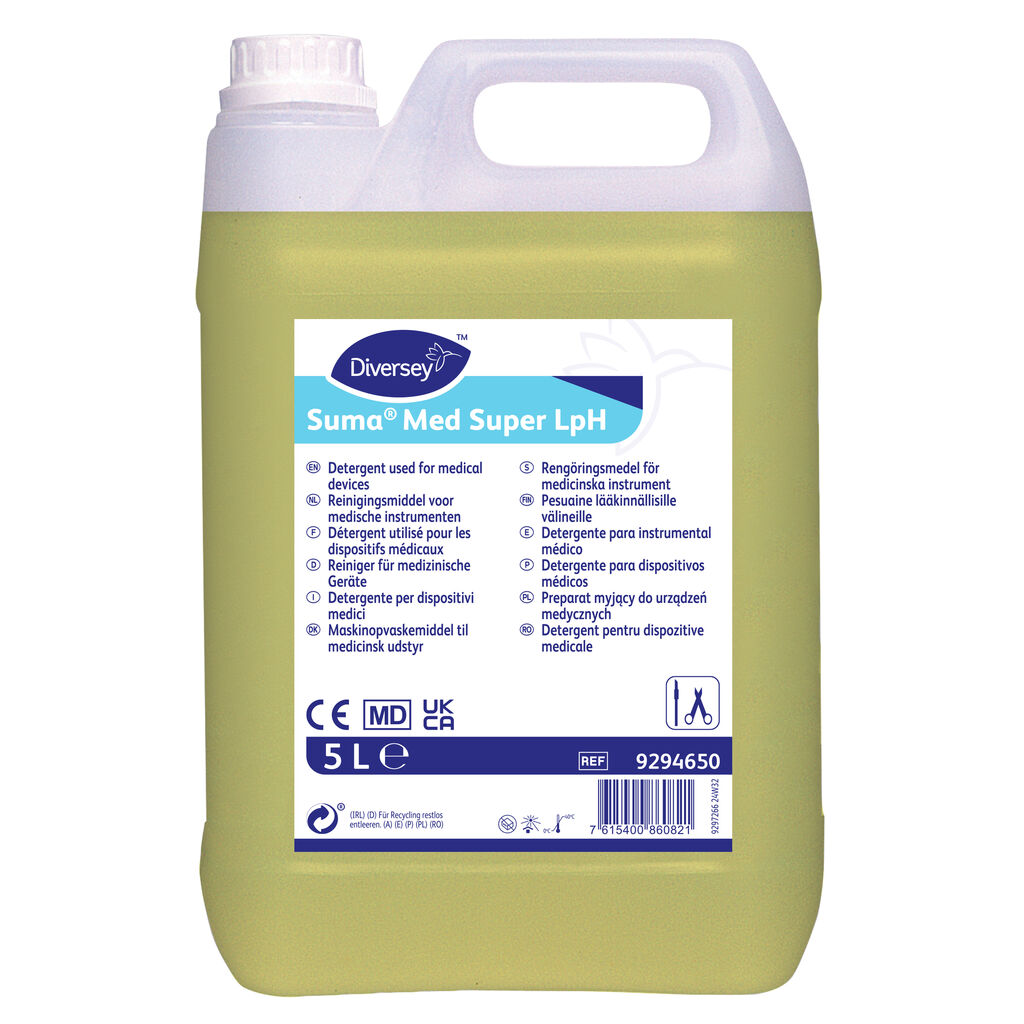Suma Med Super LpH 2x5L - Vloeibaar reinigingsmiddel voor (invasieve en niet-invasieve) medischehulpmiddelen.