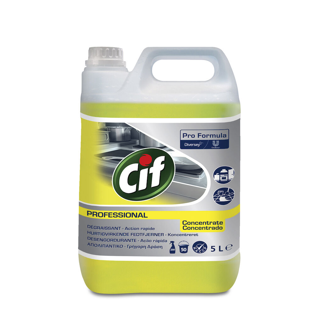 Cif PF Detergente Desengordurante Forte 2x5L - Detergente concentrado de limpeza com elevado desempenho na remoção de gorduras