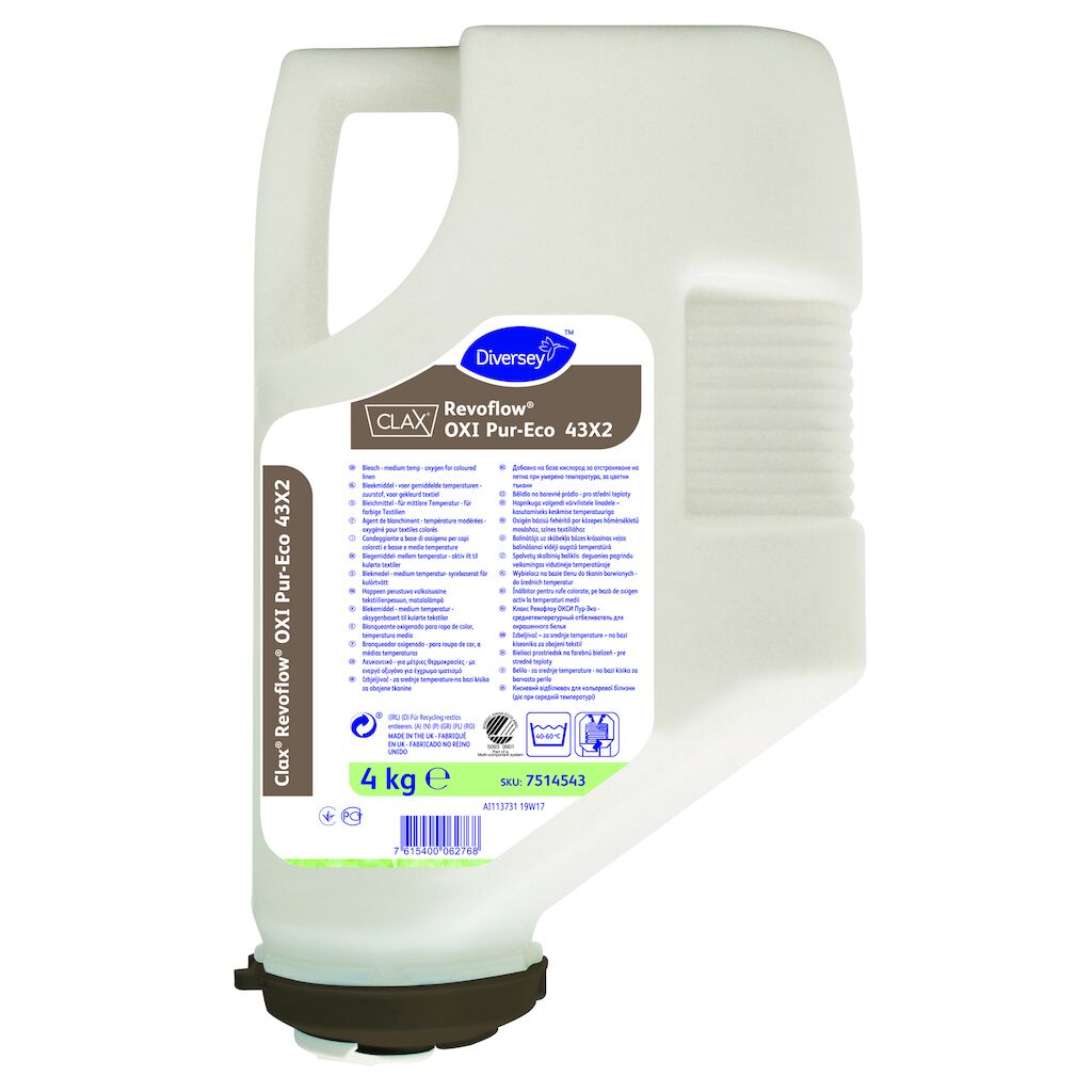 Clax Revoflow OXI Pur-Eco 43X3 3x4kg - Branqueador oxigenado – para roupa de cor, a temperaturas médias – Certificação Ecológica