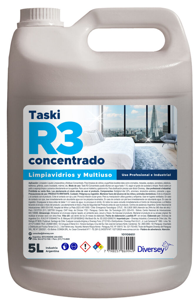 TASKI R3 CONCENTRADO 4x5L - LIMPIA VIDRIOS Y MULTIUSOS CONCENTRADO ...