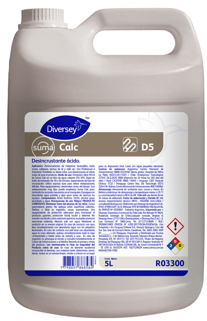 SUMA CALC D5 4x5L - DESINCRUSTANTE ÁCIDO | Solenis Products