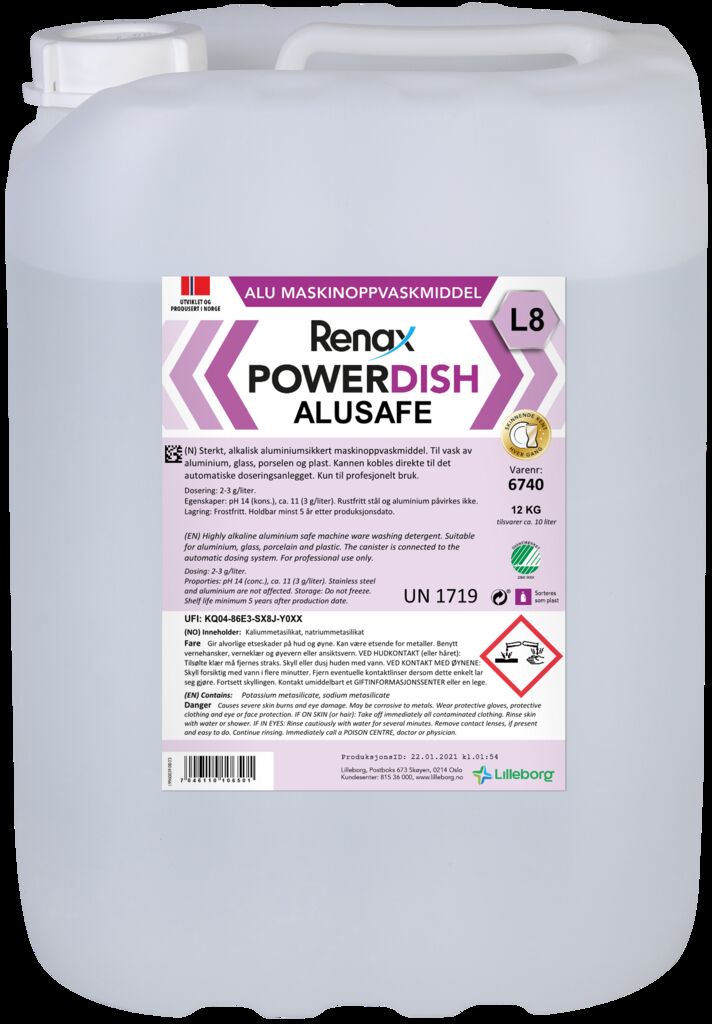 raaaasa RENAX POWERDISH ALUSAFE L8 12kg | Solenis Products