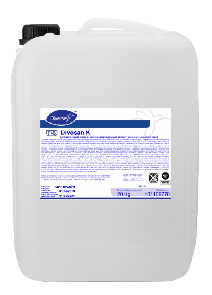 DIVOSAN K 20kg - Sanitizante líquido a base de amonio cuaternario ...