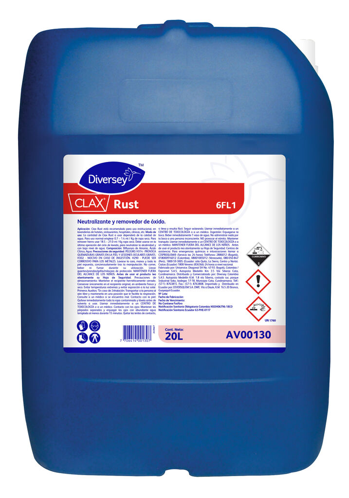 CLAX RUST 6FL1 20L - Neutralizante y removedor de óxido | Solenis Products