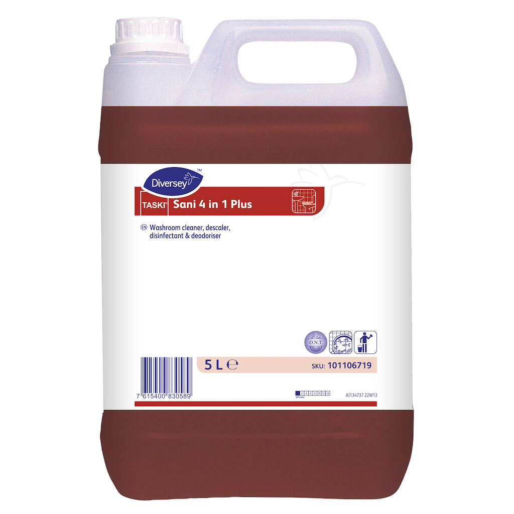 TASKI Sani 4 in 1 Plus 2x5L - Washroom cleaner, descaler, disinfectant ...