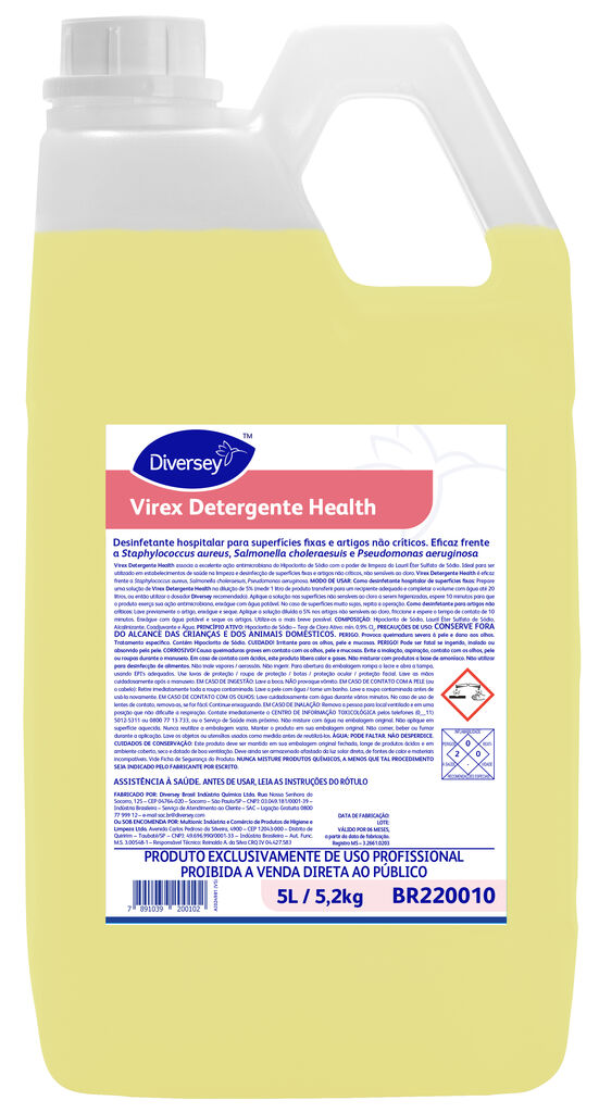 VIREX DETERGENTE HEALTH 4x5L - DESINFETANTE HOSPITALAR PARA SUPERFÍCIES ...