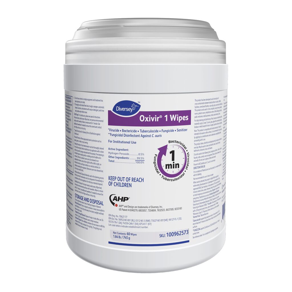 Oxivir® 1 Wipes, 60ea, 12/CT - *Virucidal • Bactericidal