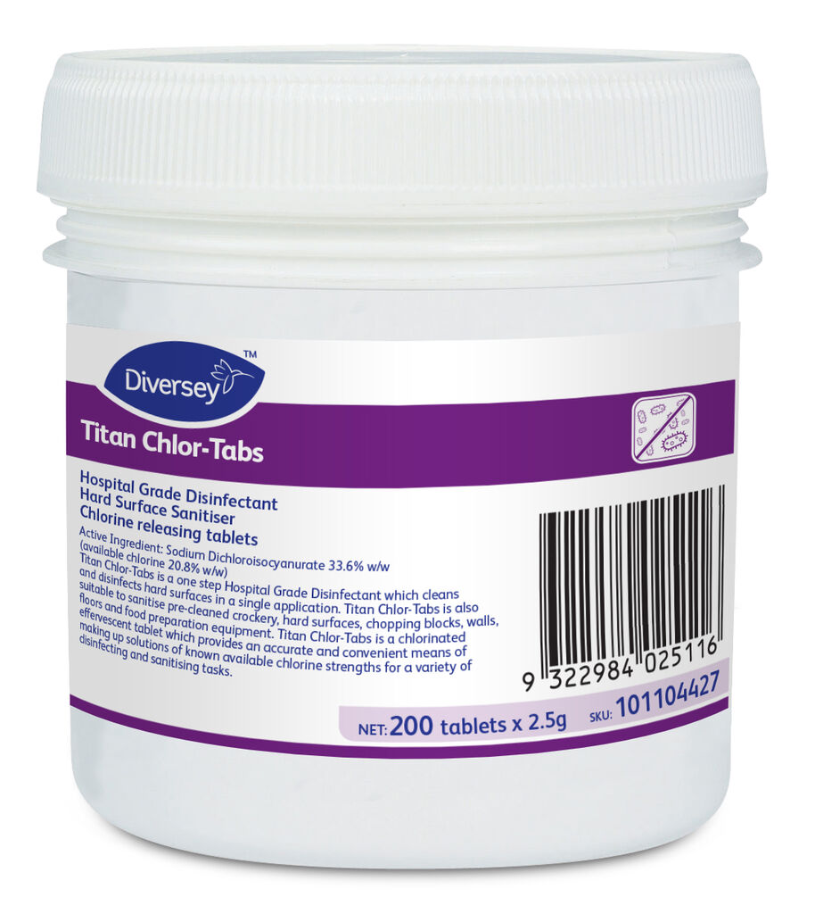 Titan Chlor Tabs 6x200x2.5g - Hospital Grade Disinfectant. Hard Surface ...