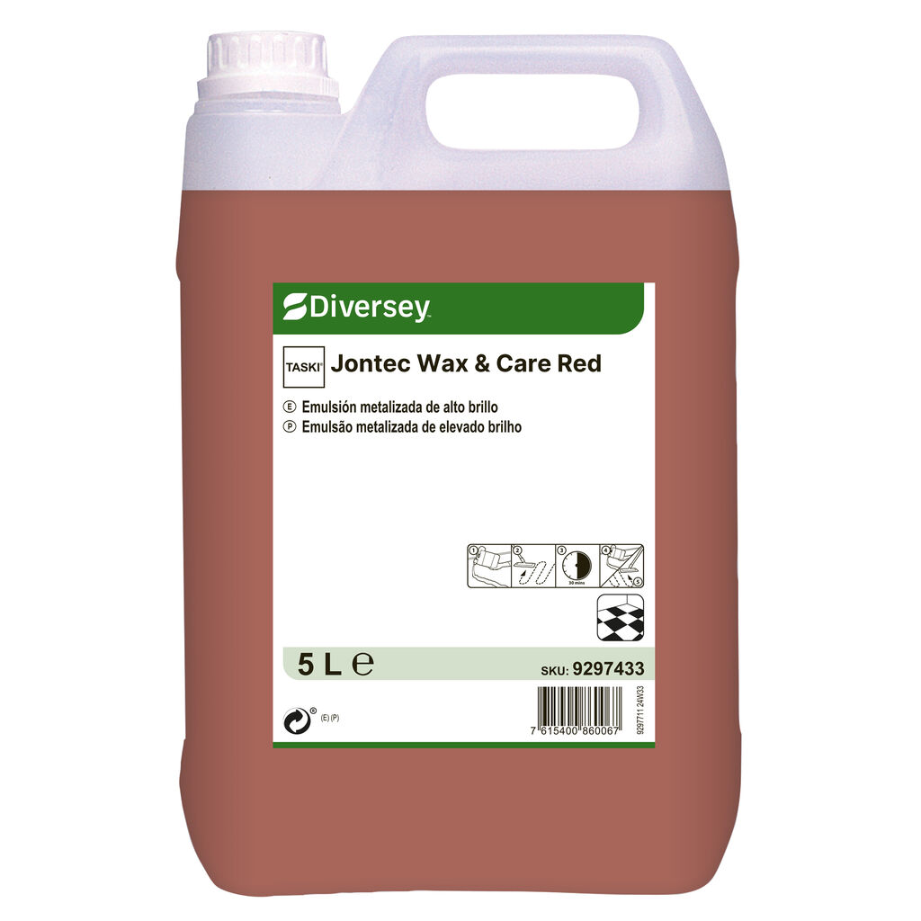 TASKI Jontec Wax & Care Red 2x5L - Emulsão vermelha de alto brilho para ...
