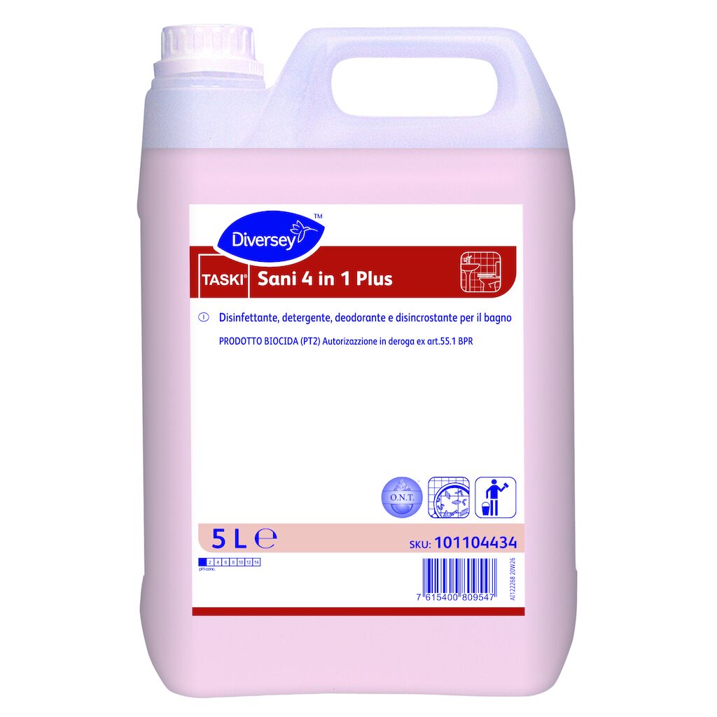 TASKI Sani 4 in 1 Plus 2x5L - Detergente, disinfettante, deodorante e ...