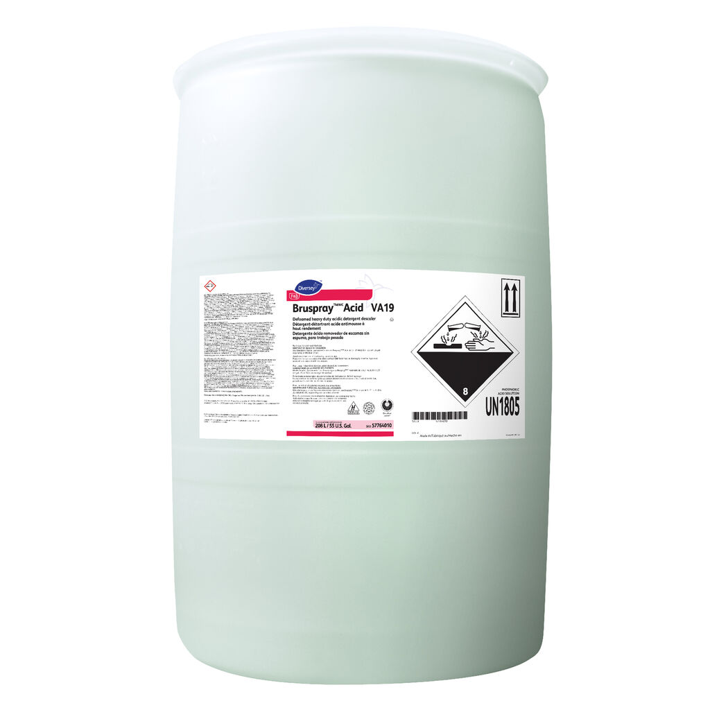 Bruspray Acid VA19, 55gal - Defoamed heavy duty acidic detergent ...