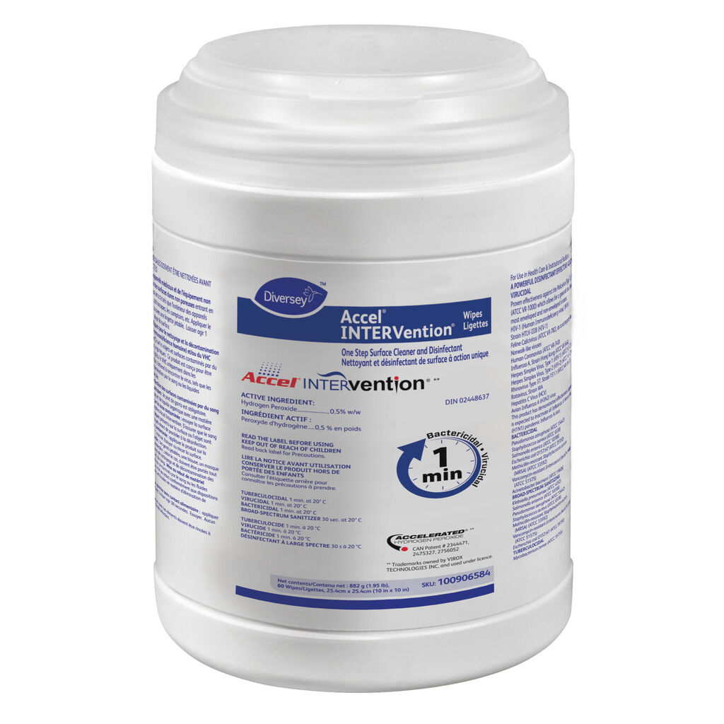 Accel INTERVentionTM Wipes, 60ea, 12/CT - One-Step Surface Cleaner ...