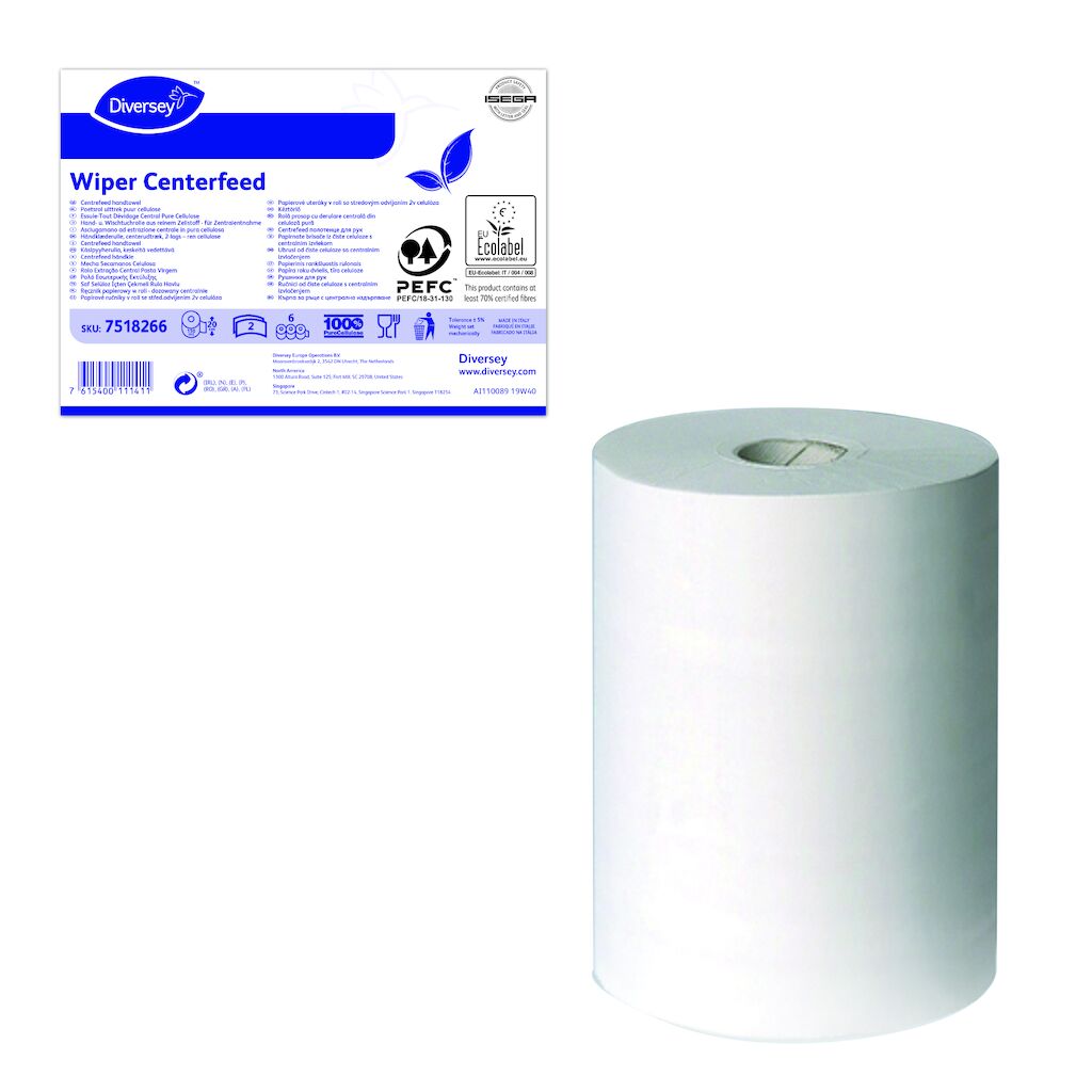 Wiper Centerfeed 6x1pc - 150,48 m / H 20 cm / Ø 20 cm - Biely