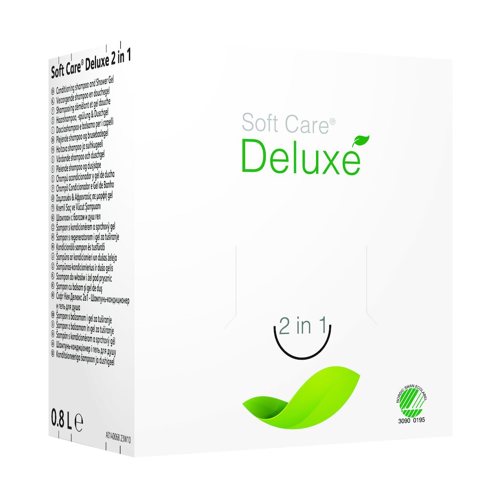Soft Care Deluxe 2 in 1 6x0.8L - Miljöcertifierad, vårdande hand-, hår- och kroppstvätt